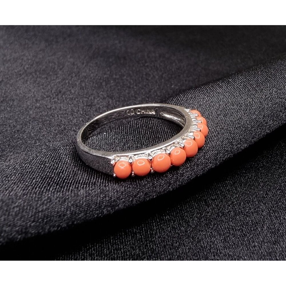 Sterling Silver 925 Faux Coral Ring Size 10.5 China